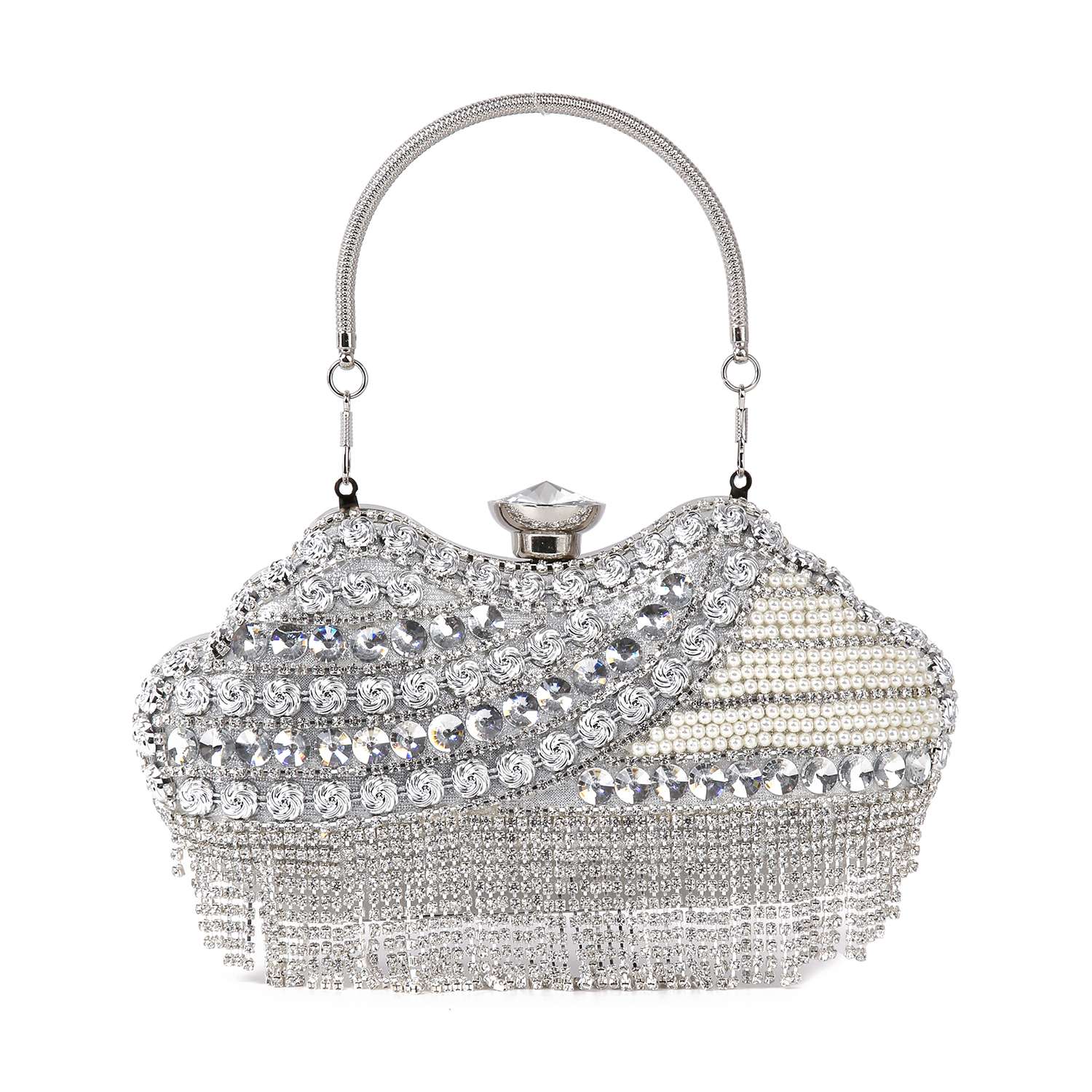 Dazzling Multi Stone Evening Bag: Silver
