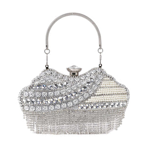 Dazzling Multi Stone Evening Bag: Silver