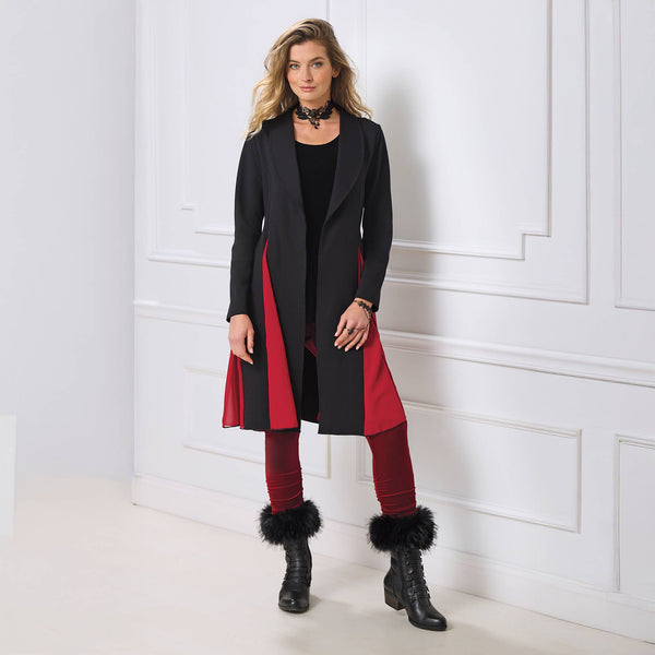 Chiffon Godet Duster Jacket: Black Multi / Large