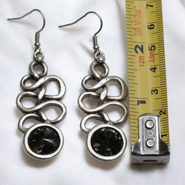 Pewter Earrings with Grey Crystals