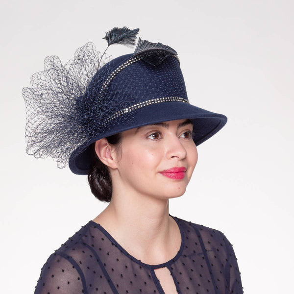 400769 Wool Felt Tear Drop Crown Hat: MINK / BROWN / Felt