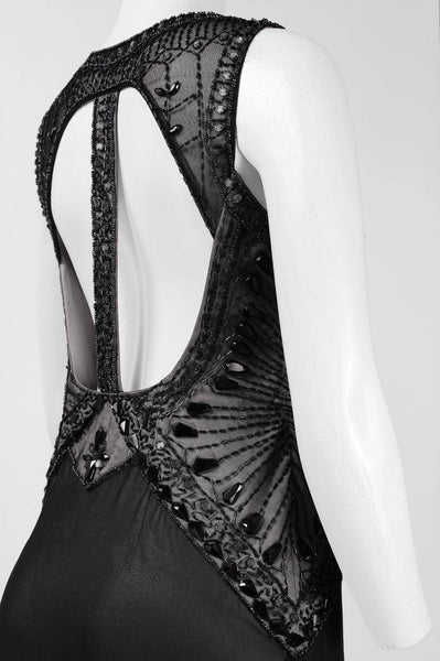 Sue Wong Sleeveless Embellished Open-Back Dress: BLACK / 2