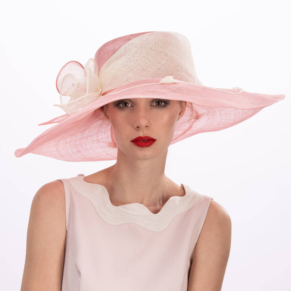 Two tone  Callalily Adorned Wide Soft Sinamay Hats | 117138: Yellow/Blue Ice