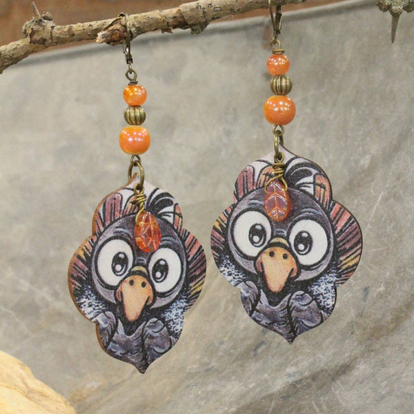 Fall Leaves & A Turkey Earrings