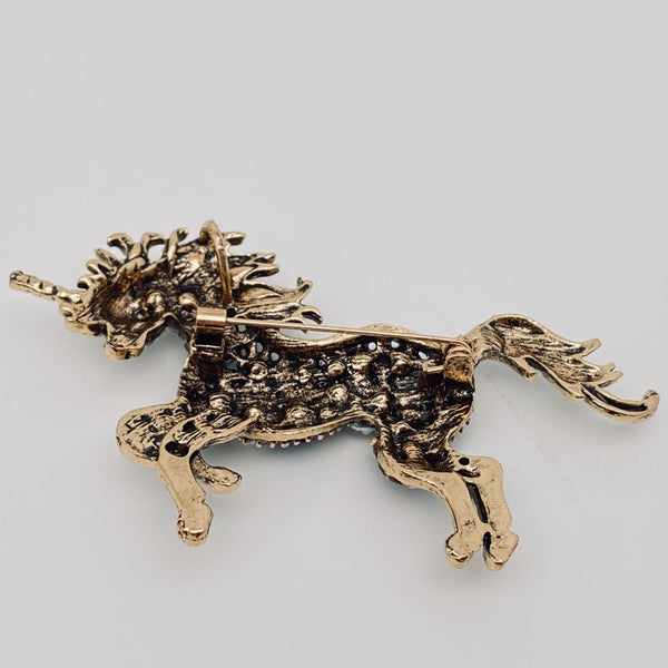Colourful Rhinestone Galloping Horse Brooch: Horse