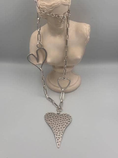 2KV47 Heart necklace pewter, silver plated