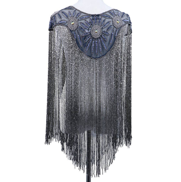 8872 - Beaded Shawl w/collar - 24" tassel