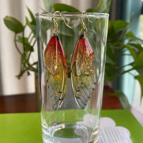 Gradient Cicada Wings Butterfly Wings Earrings: F