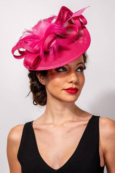 SINAMAY FEATHER FASCINATOR WITH HEADBAND AND CLIP HTH2699: Bk