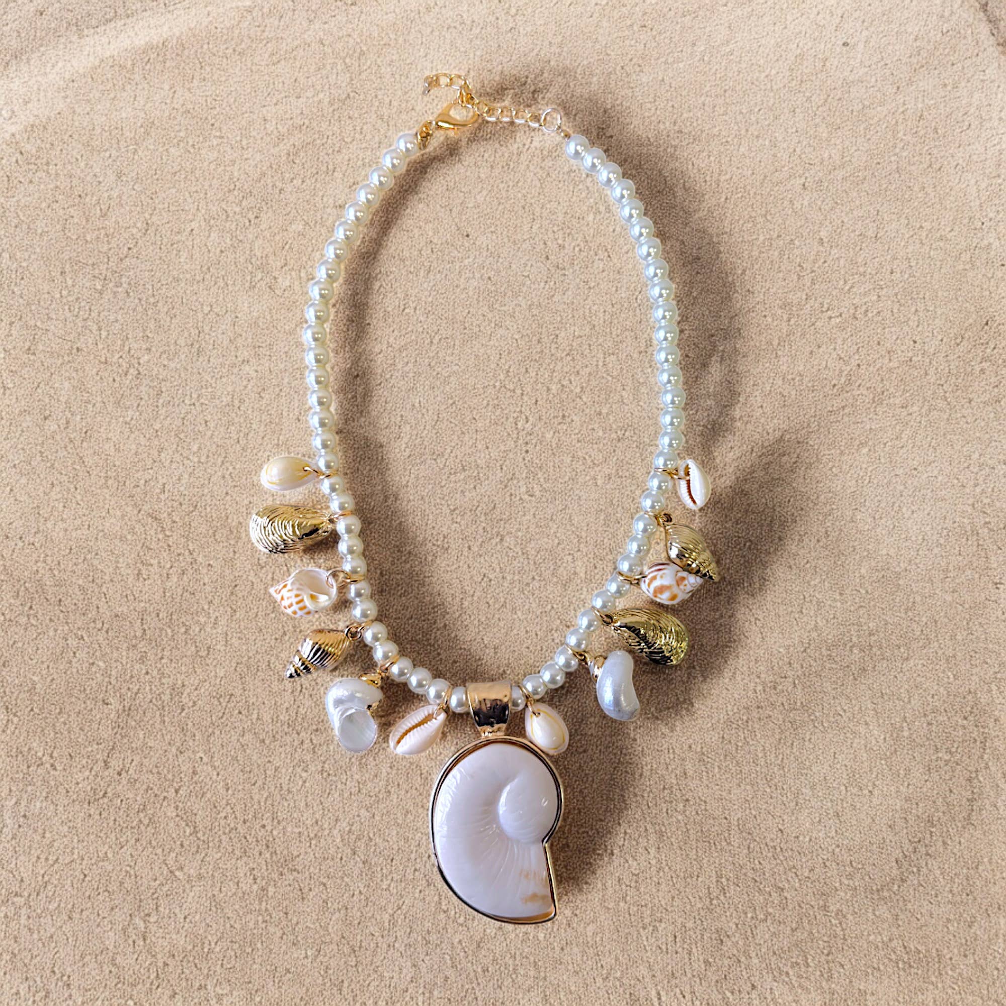 Seashell and Pearl Beach Necklace