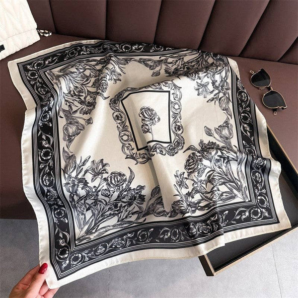 Fashion Print Square Scarf: BLUE