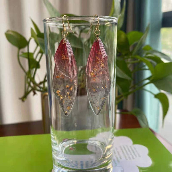 Gradient Cicada Wings Butterfly Wings Earrings: F