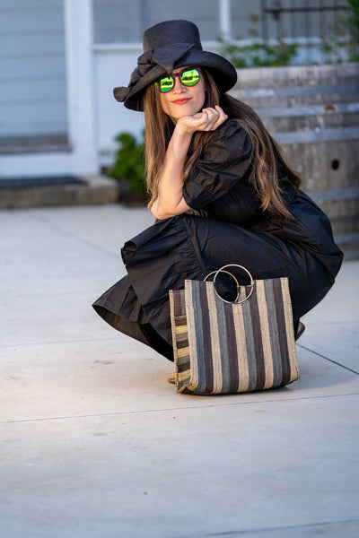 Black 3" Bucket Straw Hat