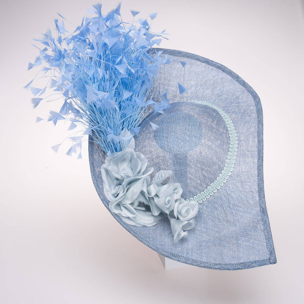 Sinamay Base With Flowers And Feathers Finishing On The Brim: Yellow