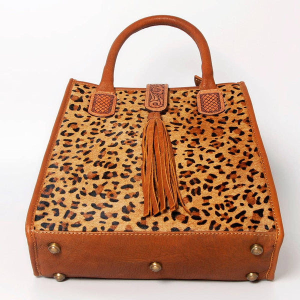 LC-ADBGA279 American Darling Cowhide Tote with Tooled Leather & Tassel Genuine Hair-On Hide: ADBGA279C