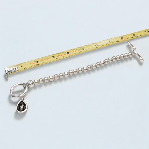 Pewter Bracelet with Clear Teardrop Pendant