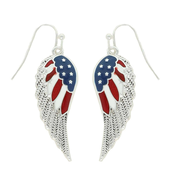 Patriotic USA Flag Wing Coated Earrings