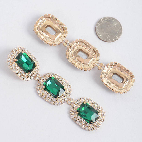 Rhinestone Dangle Earring: Silver