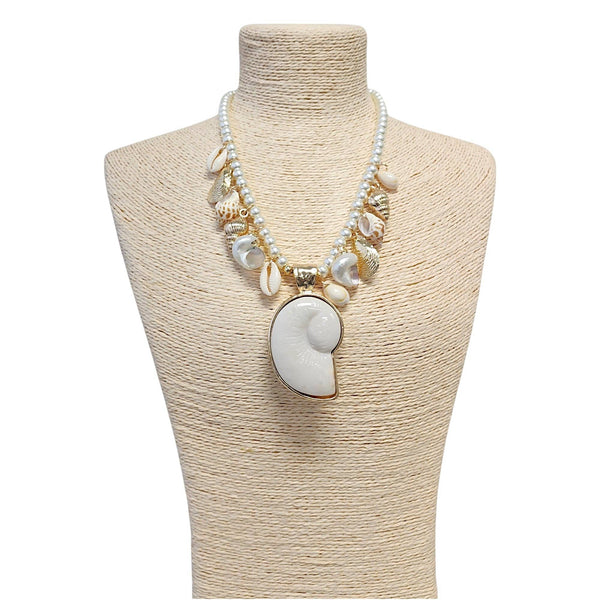Seashell and Pearl Beach Necklace