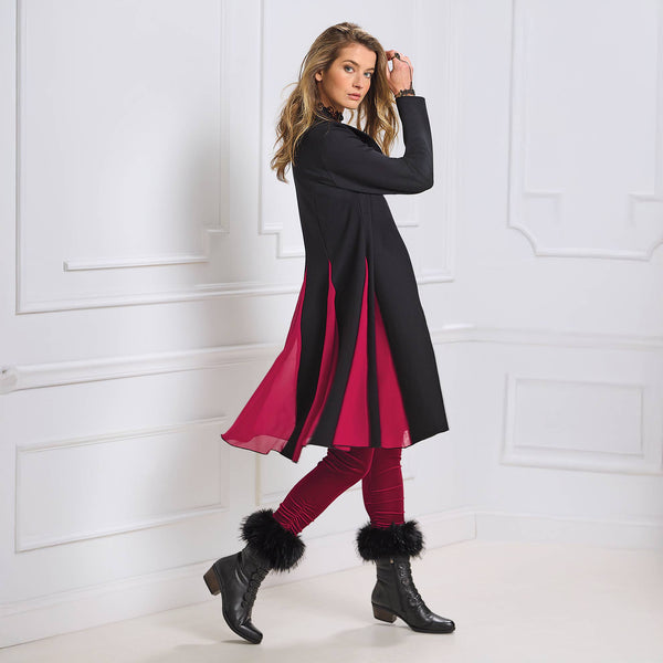 Chiffon Godet Duster Jacket: Black Multi / Large