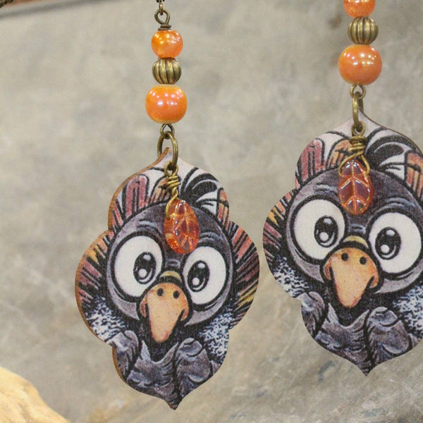 Fall Leaves & A Turkey Earrings