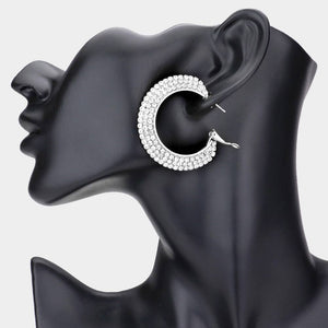 Silver Rhinestone Hoop Earrings
