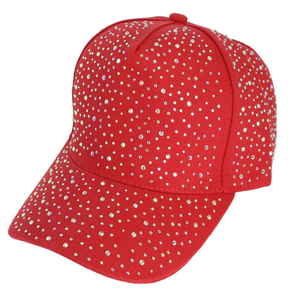 Jeweled Crystal Rhinestone Studded Baseball Cap: Black