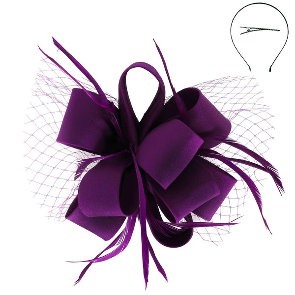 Feathered Loopy Sinamay Fascinator : Grey