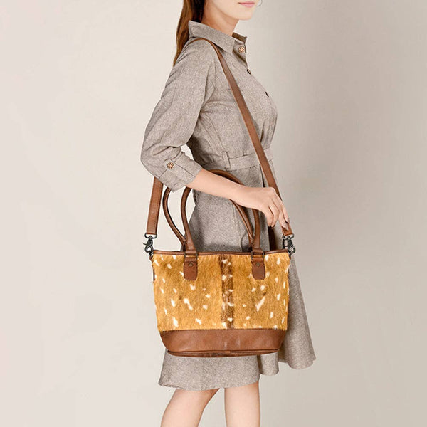 ADBG1230 American Darling Western Hair-On Cowhide Tote Bag with Genuine Leather Trim - Handcrafted Tote: ADBG1230