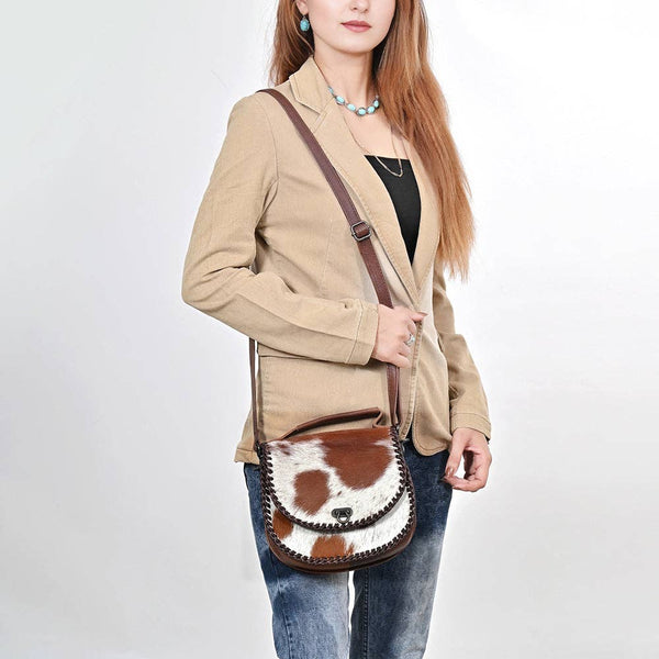 ADBG1221 American Darling Hair-On Cowhide Genuine Leather Western Crossbody Bag: ADBG1221