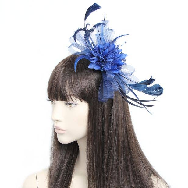 Style Elsie. Navy Looped Fascinator On An Aliceband