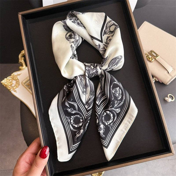 Fashion Print Square Scarf: BLUE