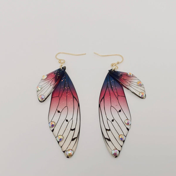 Gradient Cicada Wings Butterfly Wings Earrings: F