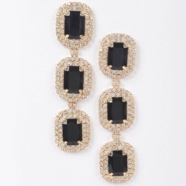 Rhinestone Dangle Earring: Silver