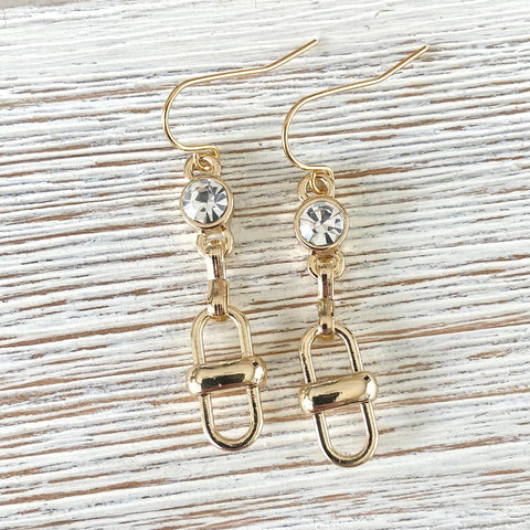 Equestrian chain link earrings: Gold