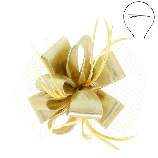 Feathered Loopy Sinamay Fascinator : Grey