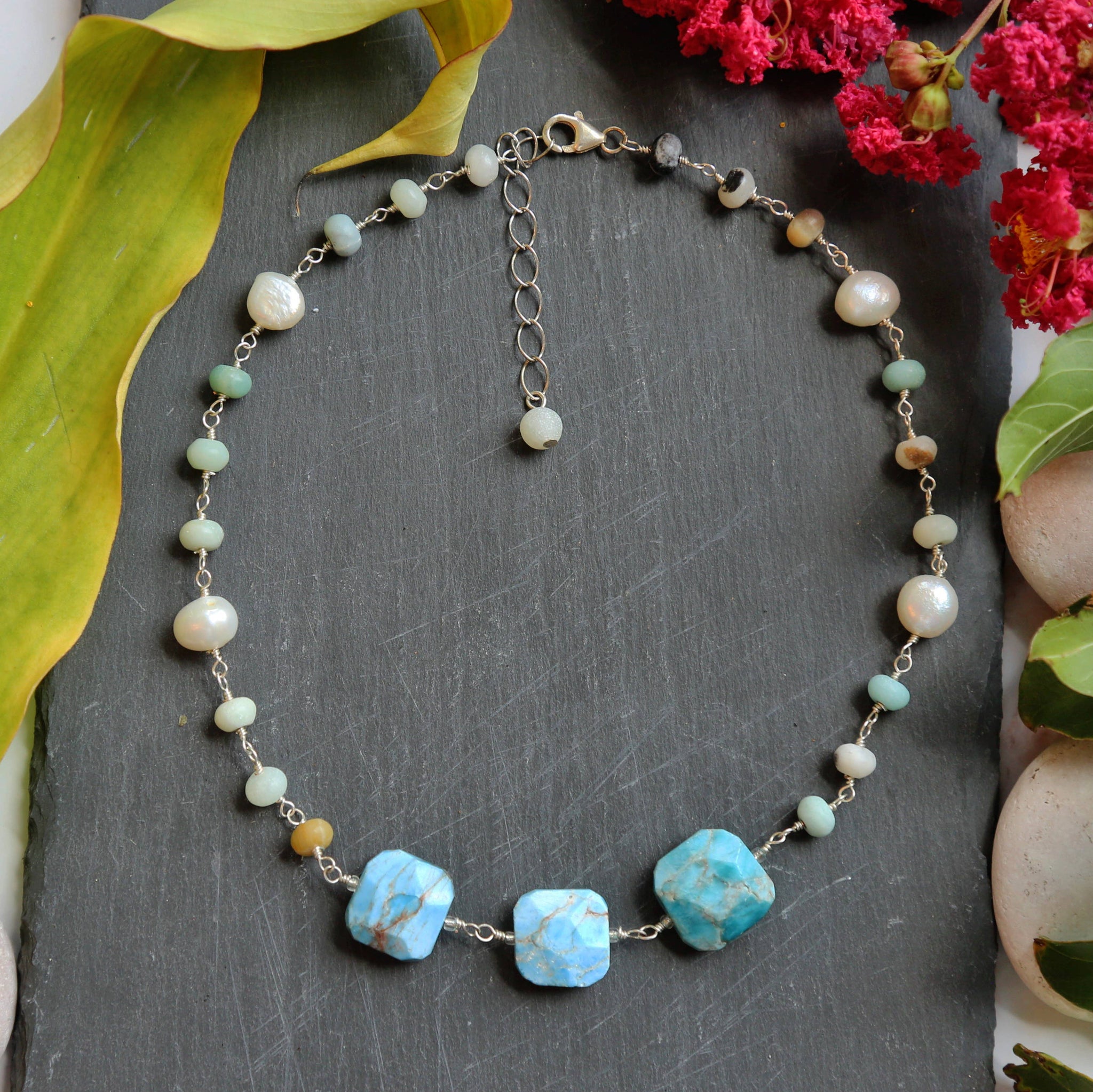 Apetite and Amazonite Linked Choker Necklace
