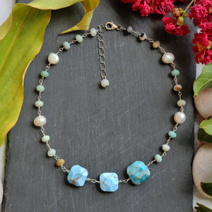 Apetite and Amazonite Linked Choker Necklace