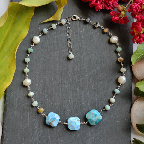 Apetite and Amazonite Linked Choker Necklace