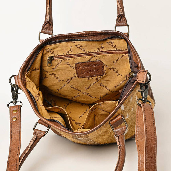 ADBG1230 American Darling Western Hair-On Cowhide Tote Bag with Genuine Leather Trim - Handcrafted Tote: ADBG1230
