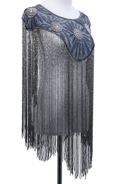 8872 - Beaded Shawl w/collar - 24" tassel
