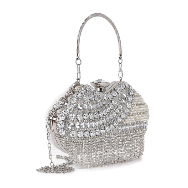 Dazzling Multi Stone Evening Bag: Silver