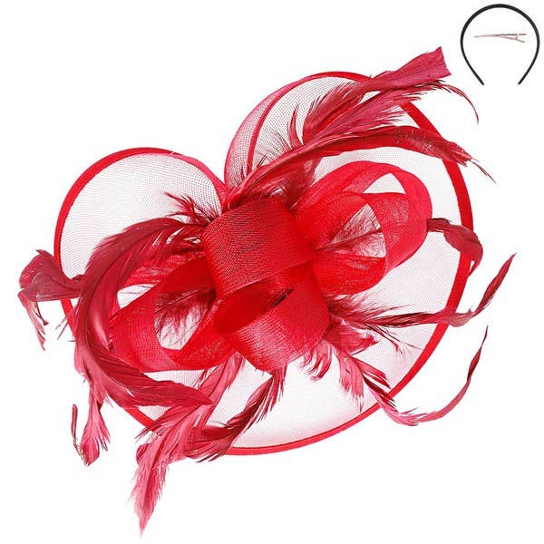RIBBON MESH FASCINATOR HEADBAND CLIP HTH2718: Iv