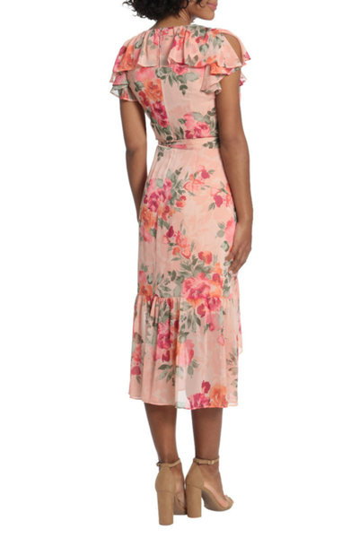 Flutter Floral Faux Wrap Dress