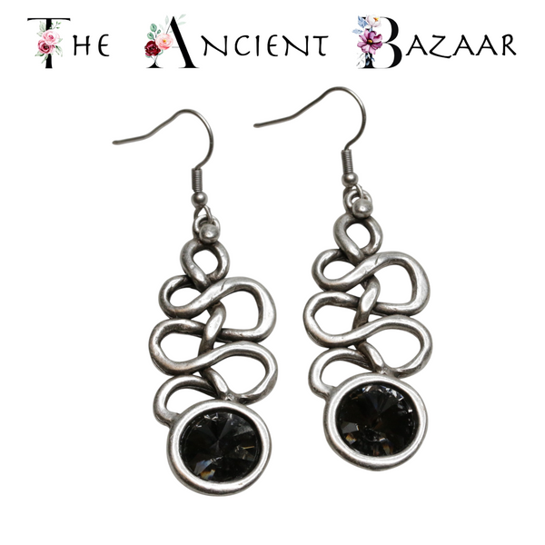 Pewter Earrings with Grey Crystals