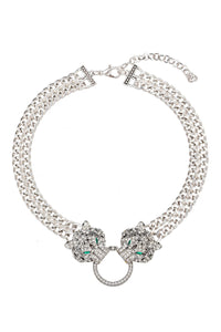 Silver Leopard Statement Necklace