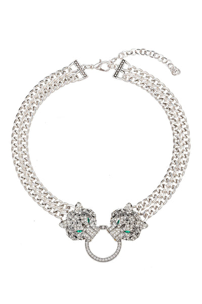 Silver Leopard Statement Necklace