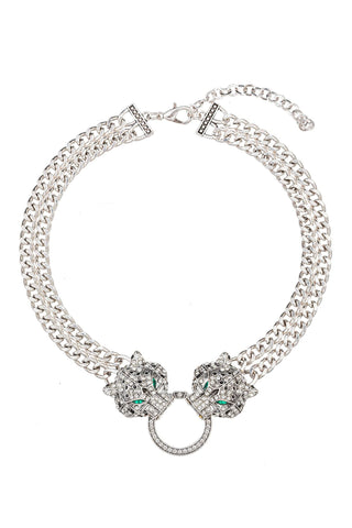 Silver Leopard Statement Necklace