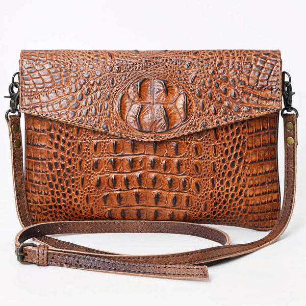 ADBGS178 Crocodile Embossed Genuine Leather Crossbody Envelope - Western Style: ADBGS178BJ