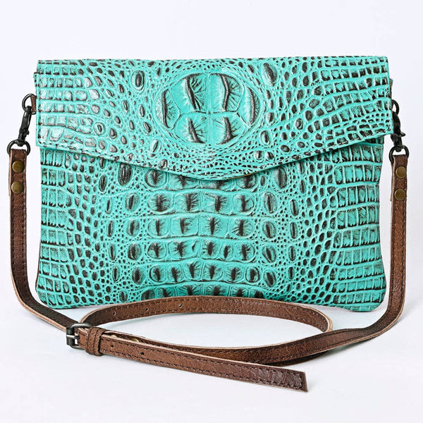 ADBGS178 Crocodile Embossed Genuine Leather Crossbody Envelope - Western Style: ADBGS178BJ